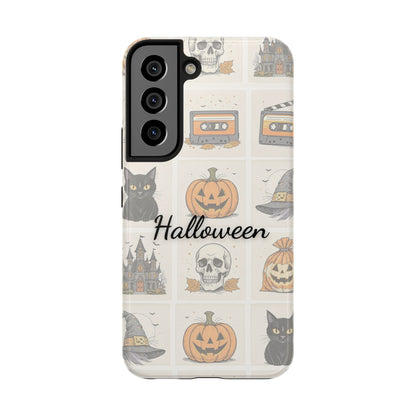 Halloween Phone Case, Spooky Cell Phone Cover, Cute Tough Case for Fall, Perfect for Halloween Lovers, Gift for Her, Cat and Pumpkin Design