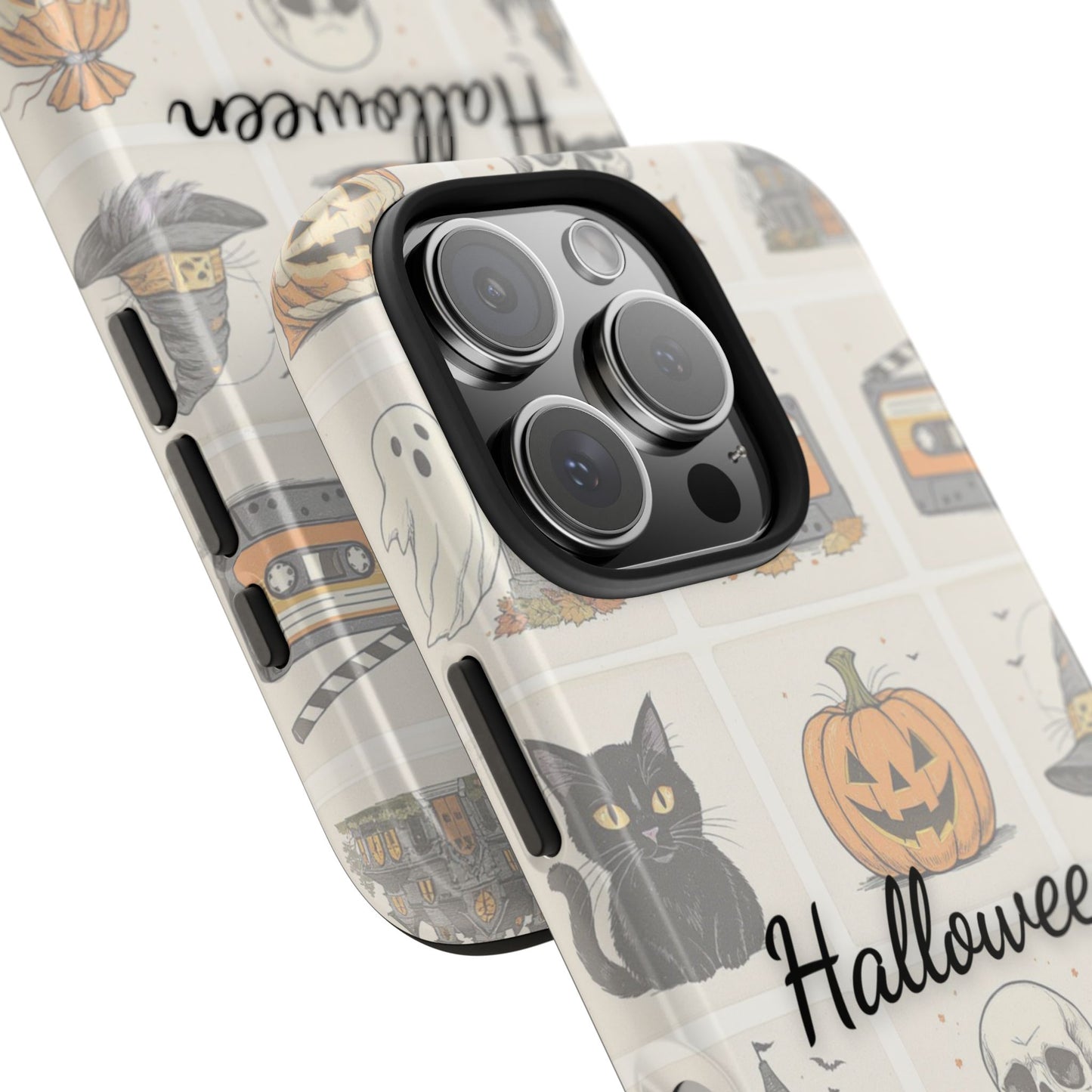 Halloween Phone Case, Spooky Cell Phone Cover, Cute Tough Case for Fall, Perfect for Halloween Lovers, Gift for Her, Cat and Pumpkin Design