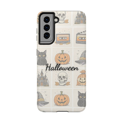 Halloween Phone Case, Spooky Cell Phone Cover, Cute Tough Case for Fall, Perfect for Halloween Lovers, Gift for Her, Cat and Pumpkin Design