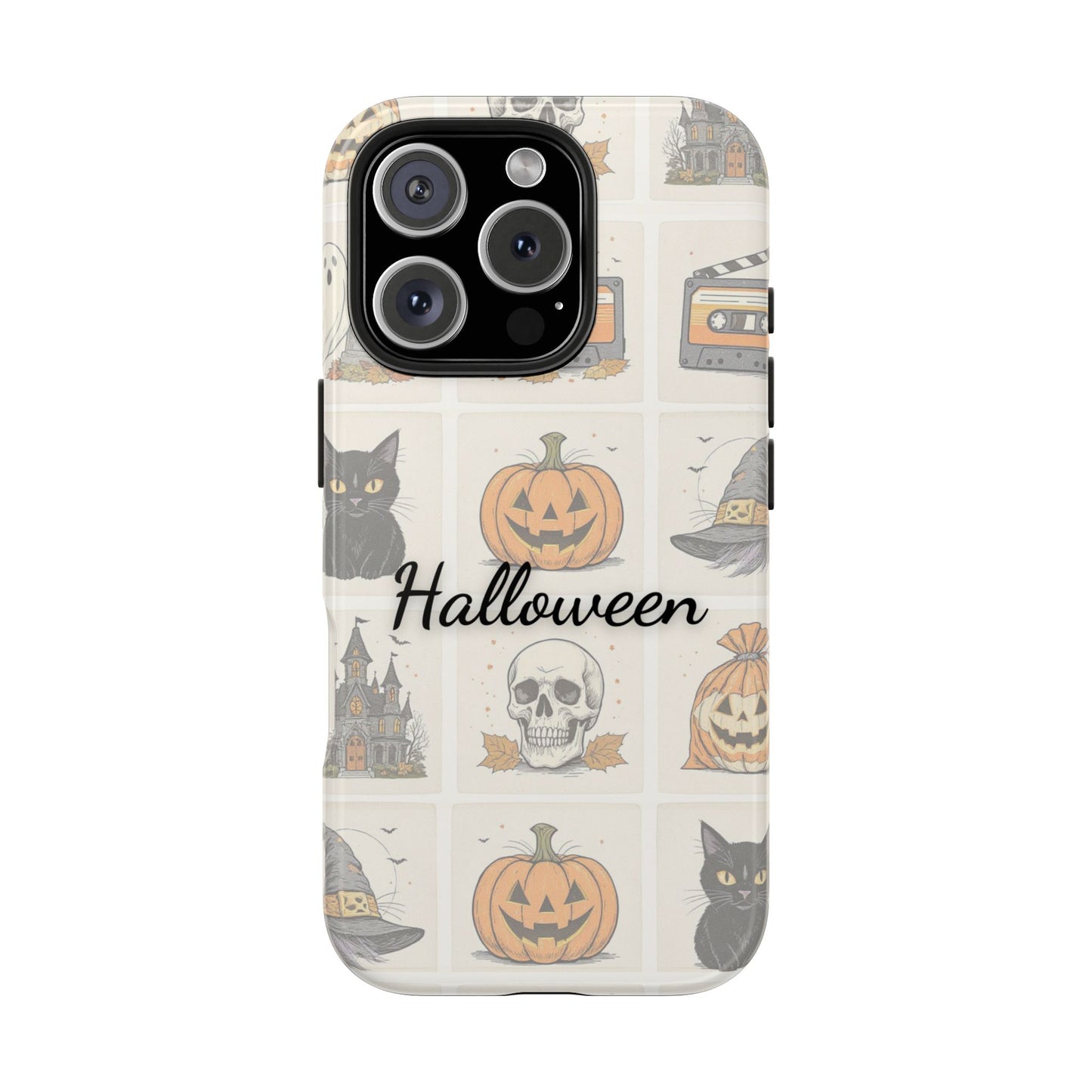 Halloween Phone Case, Spooky Cell Phone Cover, Cute Tough Case for Fall, Perfect for Halloween Lovers, Gift for Her, Cat and Pumpkin Design