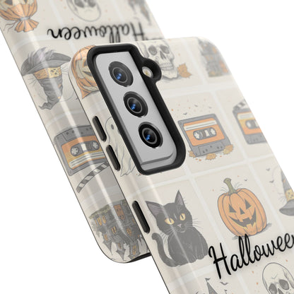 Halloween Phone Case, Spooky Cell Phone Cover, Cute Tough Case for Fall, Perfect for Halloween Lovers, Gift for Her, Cat and Pumpkin Design